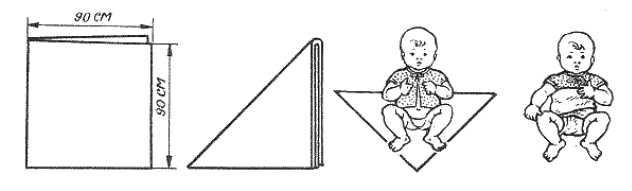 Косынка - способ свернуть марлевые подгузники